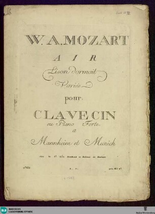 Air Lison dormoit : variés pour clavecin ou piano forte