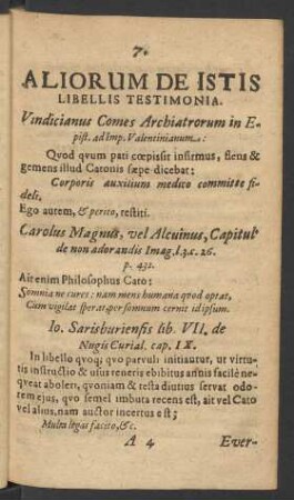 Aliorum de Istis Libellis Testimonia.