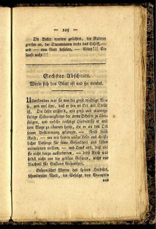 Sechster Abschnitt. Worin sich das Blatt oft und ser wendet.