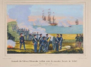 Schleswig-Holsteinische Artillerie beschießt dänische Fregatte bei Holnis (17.8.1848)