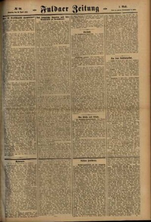 Zweite Ausgabe vom Dienstag, den 20. April 1915.