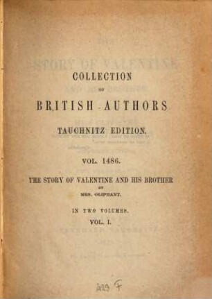 The story of Valentine and his brother : in 2 volumes, 1