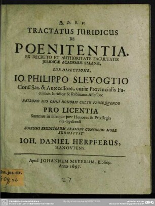 Tractatus juridicus de poenitentia