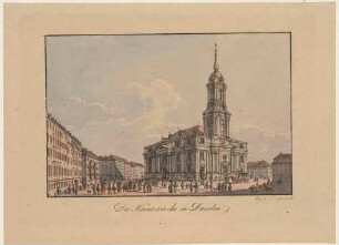 Die neue Kreuzkirche in Dresden nach Südosten vom Altmarkt aus