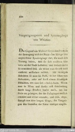 Vergnügungsorte und Spaziergänge um Weimar