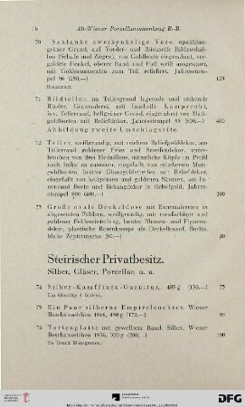 Steirischer Privatbesitz: Silber, Gläser, Porzellan u.a. (Nr. 74-247)
