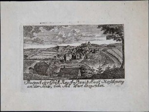 Prospekt der Graefl. Reuss. Plauis. Stadt Hirschberg an der Saale, von Süd-West anzusehen