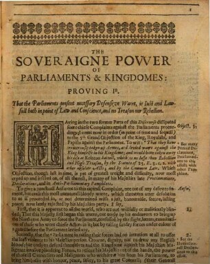 The third Part of the soveraigne power of parliaments and Kingdomes