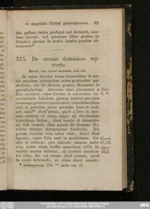 XIX. De coenae dominicae mysterio.