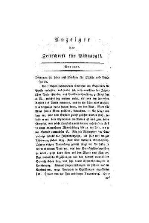Anzeiger der Zeitschrift für Pädagogik : May