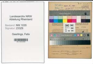 Entnazifizierung Felix Geerlings , geb. 09.08.1897 (Schlosser)