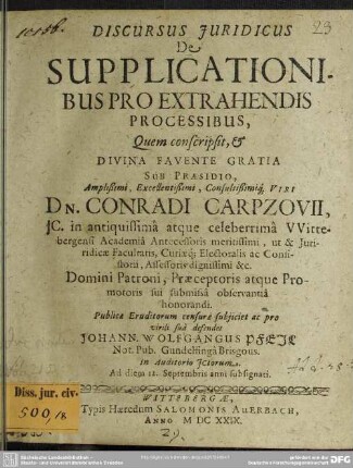 De supplicationibus pro extrahendis processibus