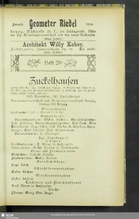 Heft 20. Zuckelhausen, Holzhausen, Wachau