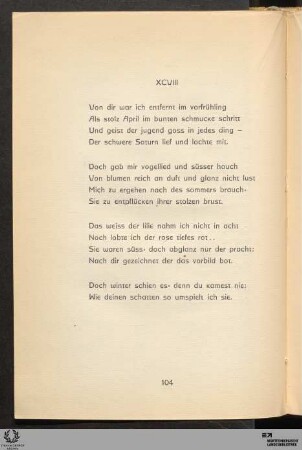XCVIII: Von dir war ich entfernt im vorfrühling