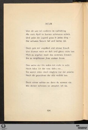 XCVIII: Von dir war ich entfernt im vorfrühling
