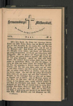 No. 6. Juni. 1870.