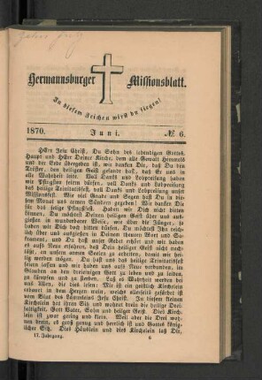 No. 6. Juni. 1870.