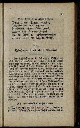 XX. Todesfeier eines edeln Mannes. - XXVIII. Anhang einiger Schulgebete.