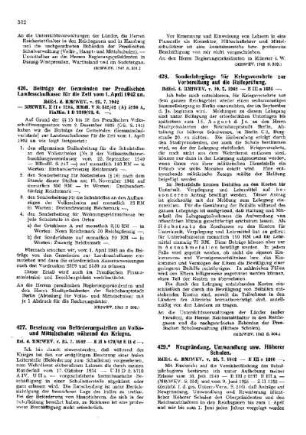 Sonderlehrgänge für Kriegsversehrte zur Vorbereitung auf die Reifeprüfung : [Amtliche Erlasse] ; [Amtlicher Teil]
