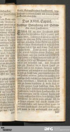 Das XVIII. Capitel. Gottselige Betrachtung und Gedancken eines Haußvaters.