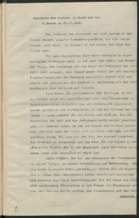 Ansprache des Bruders Eberhard bei der Aufnahme am 21.10.1920.