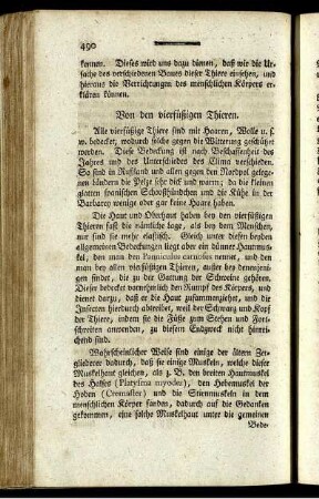 Von den vierfüßigen Thieren.
