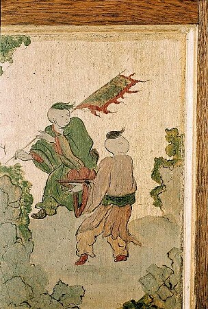 Paneelfeld mit chinoiser Figurenmalerei (zwei Kinder)