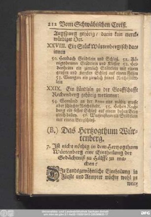 (B.) Das Hertzogthum Würtenberg.
