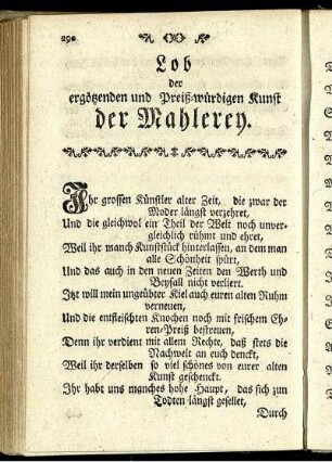 Lob der ergötzenden und preiß-würdigen Kunst der Mahlerey.
