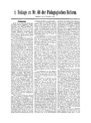Entgegnung : 1. Beilage zu Nr. 46 der Pädagogischen Reform