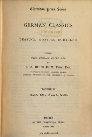 German classics : Lessing, Goethe, Schiller. II