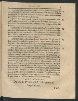 Caput Tertium. De Causa Principali & Instrumentali Inquisitionis.