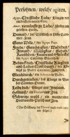 Persohnen, welche agiren.