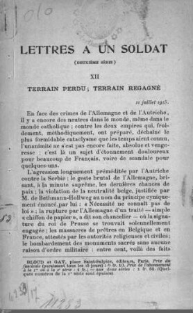 12: Terrain perdu : terrain regagné