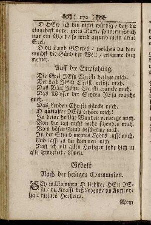 Gebett Nach der heiligen Communion