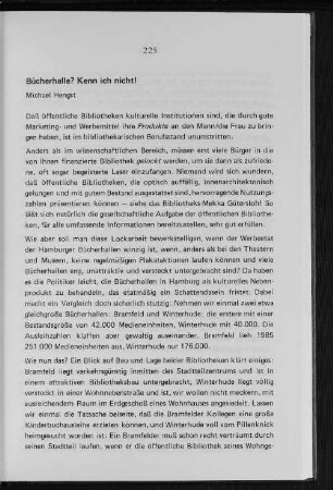 Bücherhalle? Kenn ich nicht!