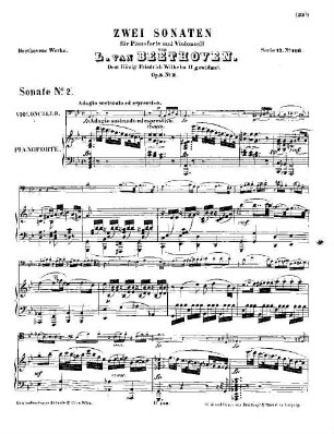 Beethoven's Werke, 106 = Serie 13: Für Pianoforte und Violoncell. Sonate : op. 5,2
