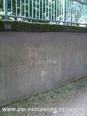 Suche den Zettel in der Jacke