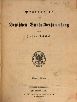 Protokolle der Deutschen Bundesversammlung, 1860