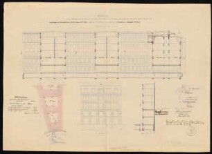Wohn- und Geschäftshaus E. Treumann, Berlin-Mitte: Lageplan, Ansicht, 2 Schnitte