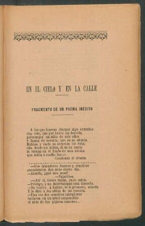 En el cielo y en la calle : Fragmento de un poema inédito