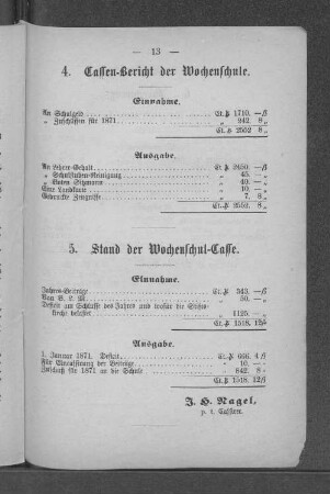 4. Cassen-Bericht der Wochenschule.