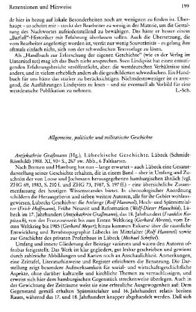 Lübeckische Geschichte, Hrsg. Antjekathrin Graßmann : Lübeck, Schmidt-Röhmhild, 1988