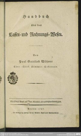 Handbuch über das Cassen- und Rechnungs-Wesen