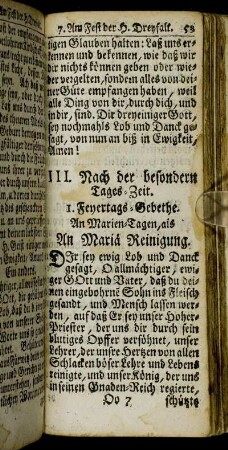 III. Nach der besondern Tages-Zeit.