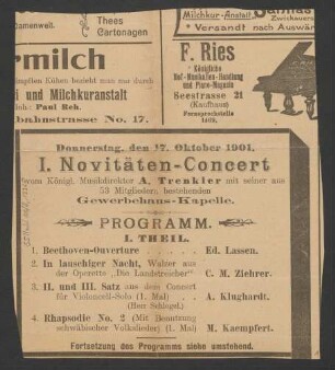 Sechs Zeitungsausschnitte zur Aufführung von Robert Volkmanns "Richard III."
