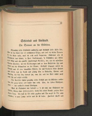 Schönheit und Unschuld. Ein Sermon an die Mädchen.