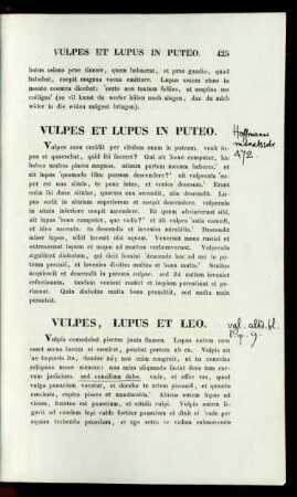 Vulpes, Lupus Et Leo.