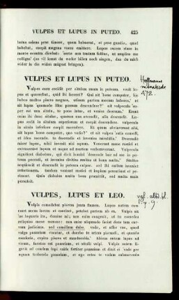 Vulpes, Lupus Et Leo.