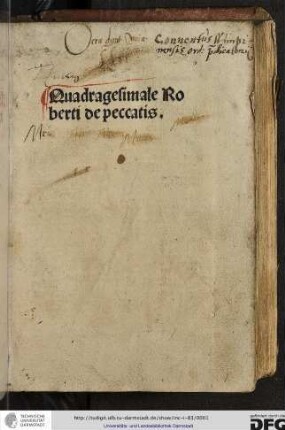 Caracciolo, Roberto: [Sermones] quadragesimale[s] de peccatis